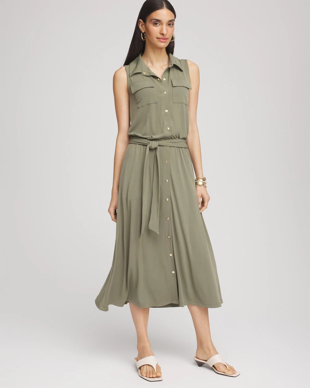 Chico's Collections Travelers™ Knit Sleeveless Shirtdress