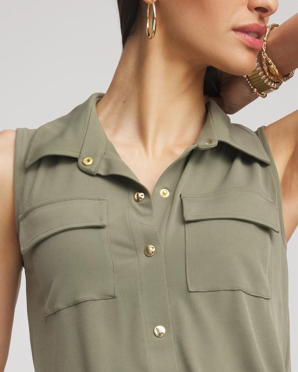 Chico's Collections Travelers™ Knit Sleeveless Shirtdress