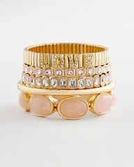 Chico's Jewelry Small Pink Faceted Gem Stretch Bracelet