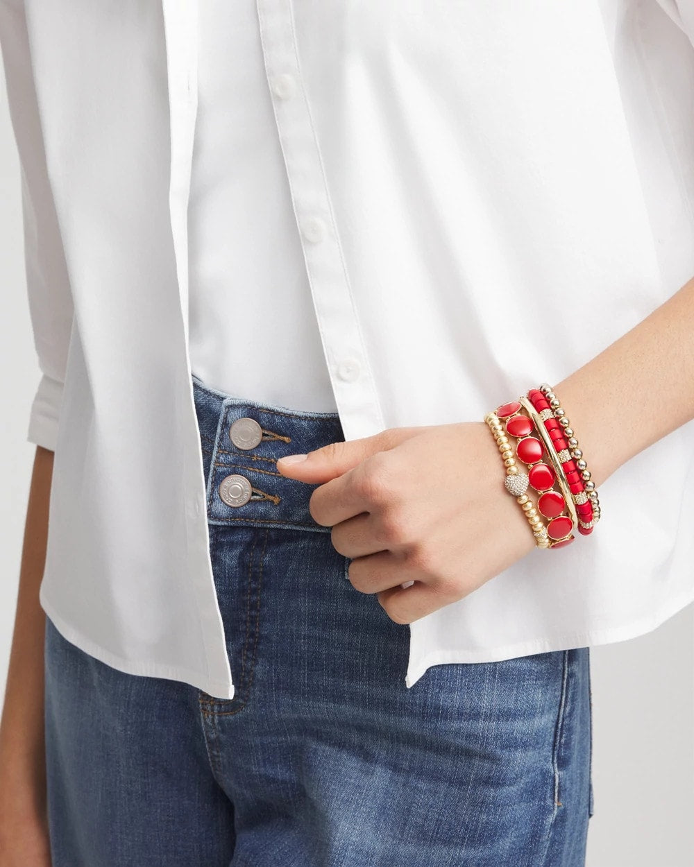 Chico's Jewelry Reversible Round Stretch Bracelet
