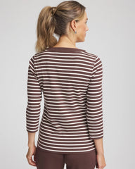 Chico's Collections Zenergy® Ribbed Striped Henley Tee