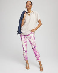 Chico's Collections Brigitte™ Floral Pull-On Slim Cropped Pants