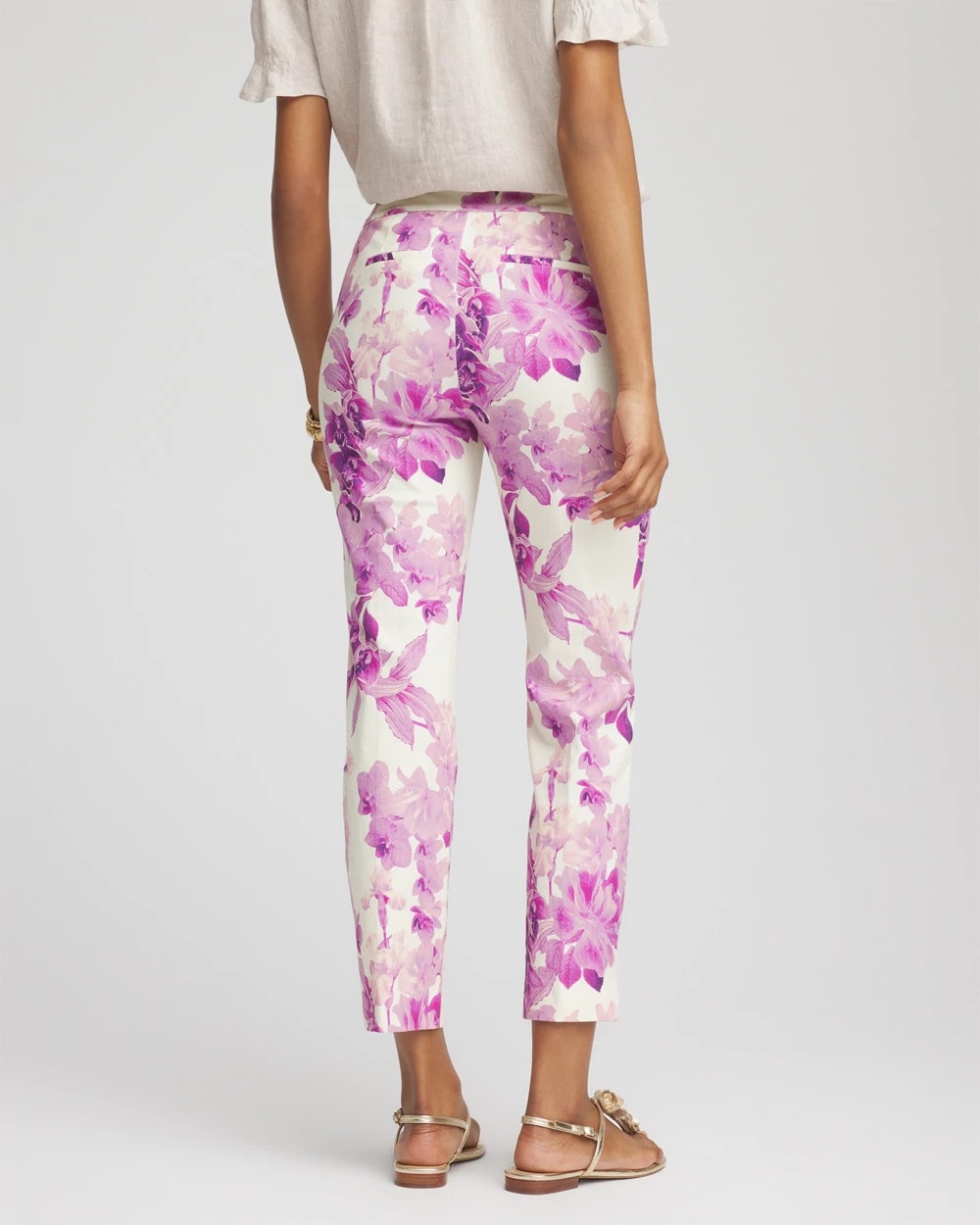 Chico's Collections Brigitte™ Floral Pull-On Slim Cropped Pants