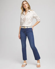Chico's Collections Girlfriend Fray Hem Kick Flare Jeans