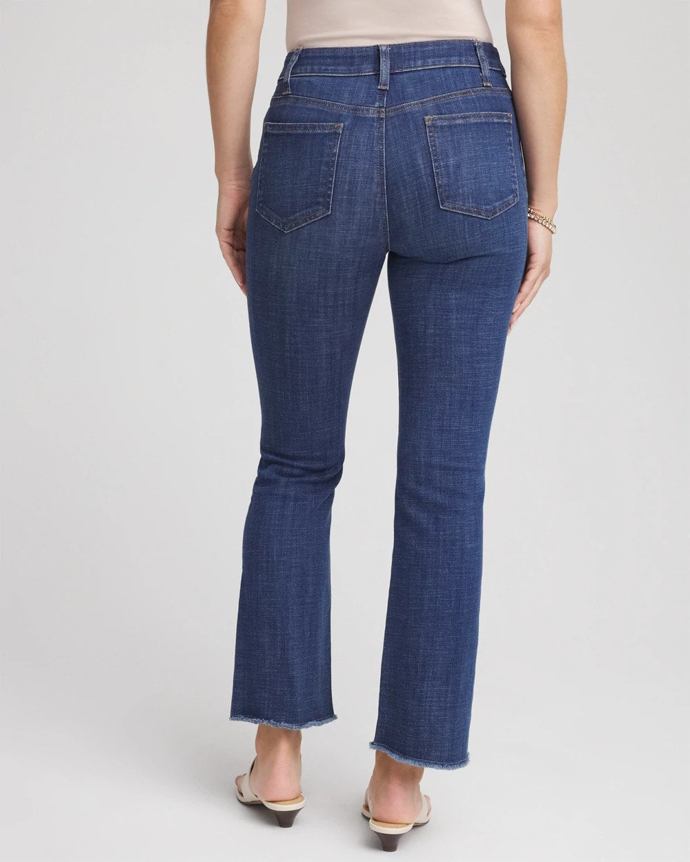 Chico's Collections Girlfriend Fray Hem Kick Flare Jeans
